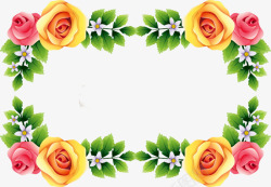 手绘玫瑰花纹相框素材