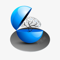蓝色球体内的人脑素材