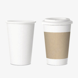 包装盒子素材实物白色灰色奶茶咖啡纸杯高清图片