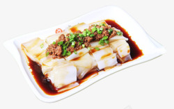 广东传统小吃美味香滑肉酱肠粉高清图片