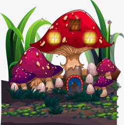 小清新红色蘑菇矢量图素材