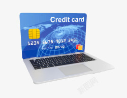 信用卡在线支付蓝色在线支付服务和信用卡高清图片