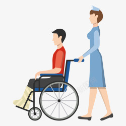 护士推车护士推轮椅矢量图高清图片