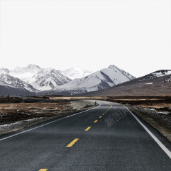 背景雪山雪山下的公路高清图片