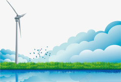 清新空气山林间风车干净的空气背景装饰高清图片