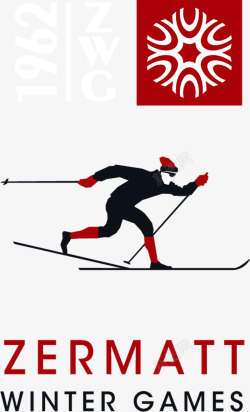 红色滑雪场标志矢量图素材