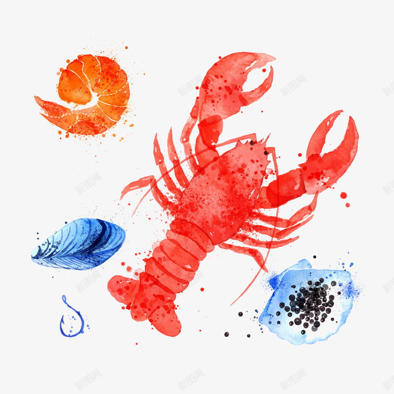 龙虾和贝壳png免抠素材_88icon https://88icon.com 大海 沙滩 海鲜 美味 美食 贝壳 龙虾 龙虾肉