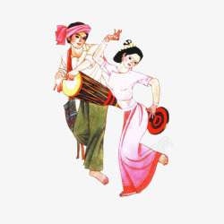 手绘傣族舞蹈素材