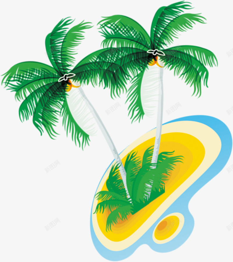 手绘沙滩海报卡通椰子树png免抠素材_88icon https://88icon.com 卡通 椰子树 沙滩 海报