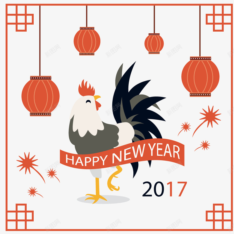 中国风鸡年png免抠素材_88icon https://88icon.com 中国风 快乐 新年 灯笼 鸡年