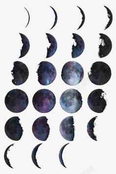 手绘圆月月球的变化高清图片