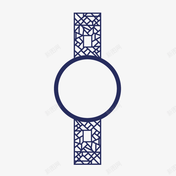 蓝色框架png免抠素材_88icon https://88icon.com 中式 中式画框 古典 古风 圆形木质