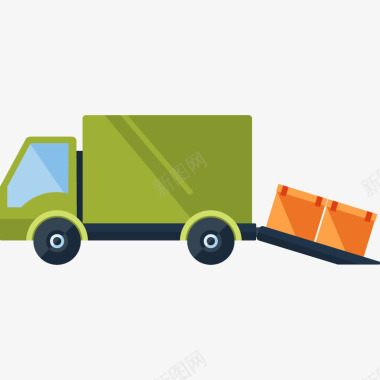 物流绿色推货车拉货上车图标图标