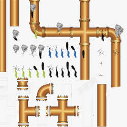 破裂的管道出现漏洞素材