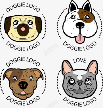 4款可爱狗头像标志图标图标