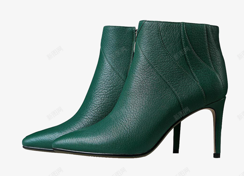高跟皮靴png免抠素材_88icon https://88icon.com 产品实物 女士 时尚 短靴 绿色 高跟鞋