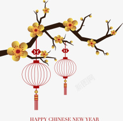 春节中国年金色梅花中国年海报高清图片