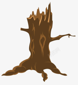 褐色树干手绘褐色枯树干高清图片