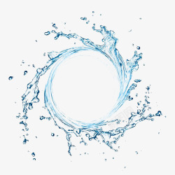 液体喷溅背景蓝色水花旋转圆环飞溅喷溅特效高清图片