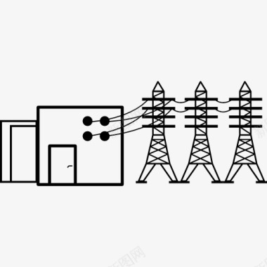 信号塔电源外壳电源线图标图标