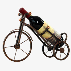 古老酒瓶自行车红酒架高清图片
