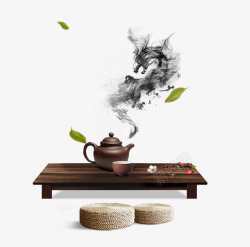 茶叶水墨中国风茶具高清图片