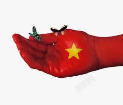 越南国旗手绘蝴蝶图案素材
