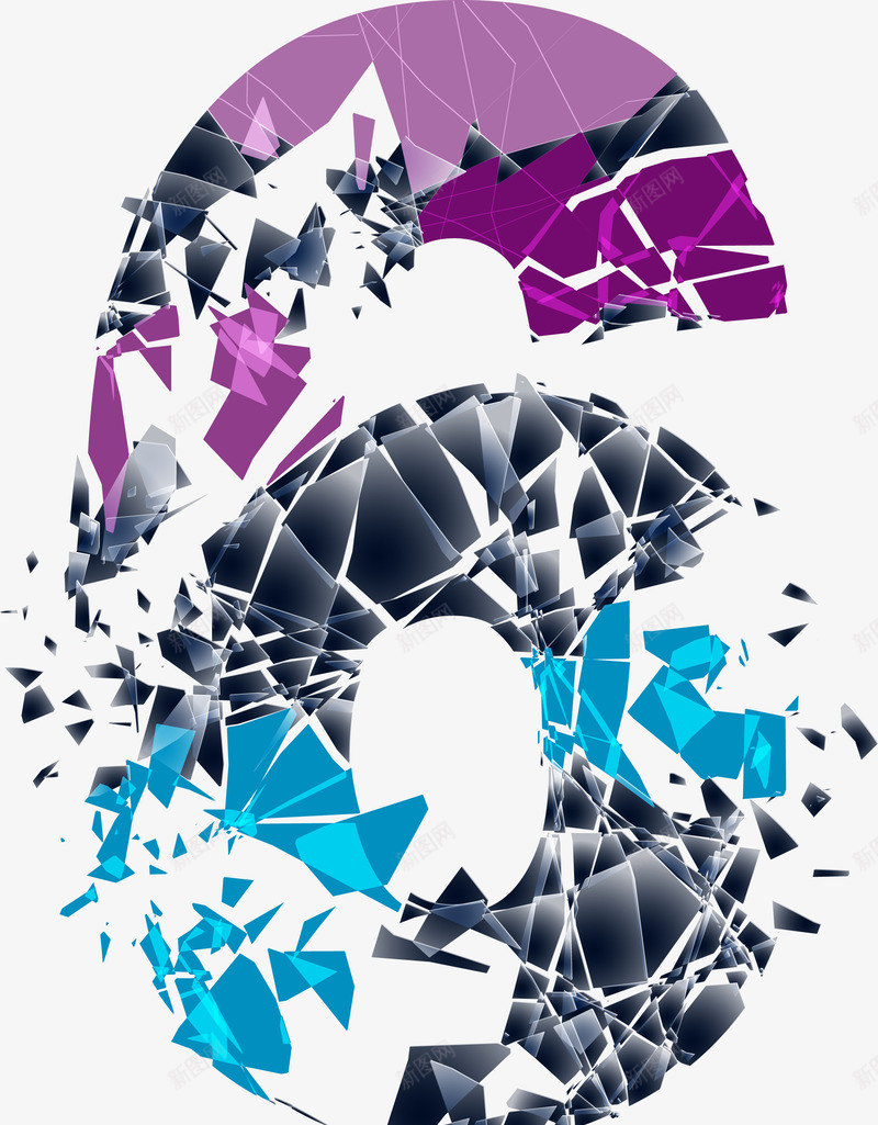 碎片效果阿拉伯数字6png免抠素材_88icon https://88icon.com 6 效果 阿拉伯数字