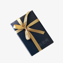 礼品包装盒金色蝴蝶结蓝色礼品盒高清图片