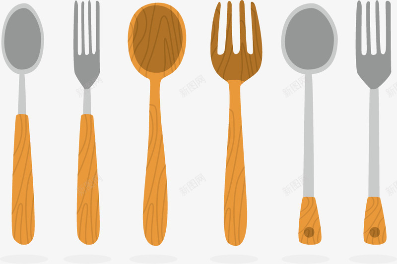 六种餐具矢量图eps免抠素材_88icon https://88icon.com 刀叉 厨房 吃饭 汤勺 餐具 矢量图