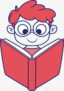 戴眼镜看书的男孩素材