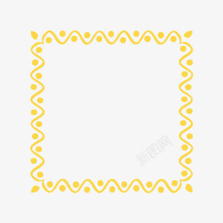 米黄色黄色简约花边框高清图片