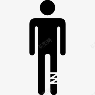男性受伤的腿一个站着的人的剪影图标图标