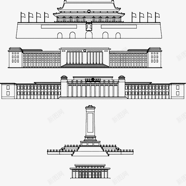 天安门线描建筑png免抠素材_88icon https://88icon.com 免费下载 天安门 天安门剪影 天安门素描 建筑 建筑线描 线稿