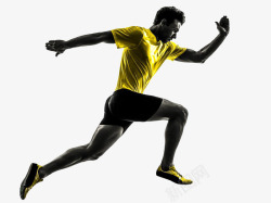 健身男人跑者侧影高清图片