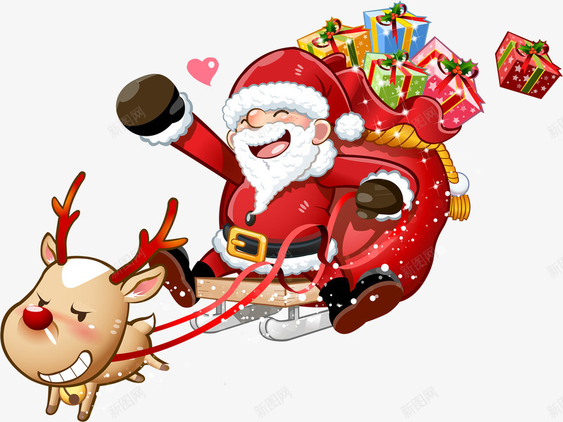 卡通版圣诞鹿拉圣诞老人png免抠素材_88icon https://88icon.com 卡通版 圣诞麋鹿 拉圣诞老人 快乐 雪橇 礼盒 礼物 圣诞元素