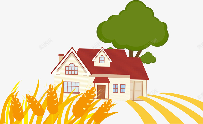 秋季房屋稻田海报促销png免抠素材_88icon https://88icon.com 秋季 秋季促销 秋季海报 秋季素材 稻田