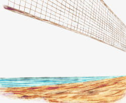 手绘沙滩排球景象素材