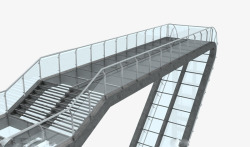 玻璃栏杆立体天桥钢化玻璃栏杆模型高清图片