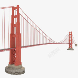 红色弧形状铁索桥素材