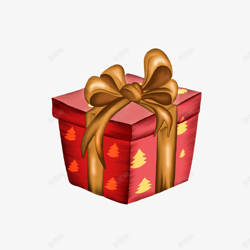 红色方形圣诞礼物节日元素psd免抠素材_88icon https://88icon.com 圣诞 平面 方形 盒子 礼物 红色 节日 金色彩带