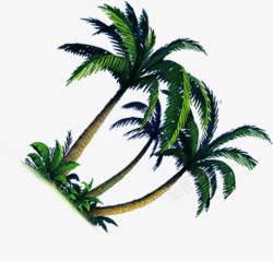 夏日海报植物椰子树沙滩卡通素材