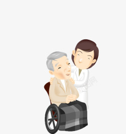 陪护轮椅上的老爷爷高清图片