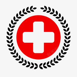 红十字会红色圆形黑色花边素材