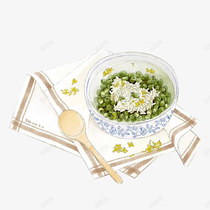 碗里的绿豆汤png免抠素材_88icon https://88icon.com png图形 png装饰 勺子 碗 绿豆汤 装饰