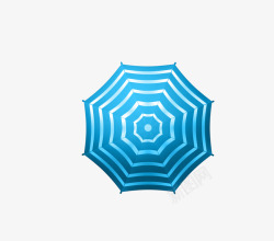俯视蓝色条纹伞面雨伞素材