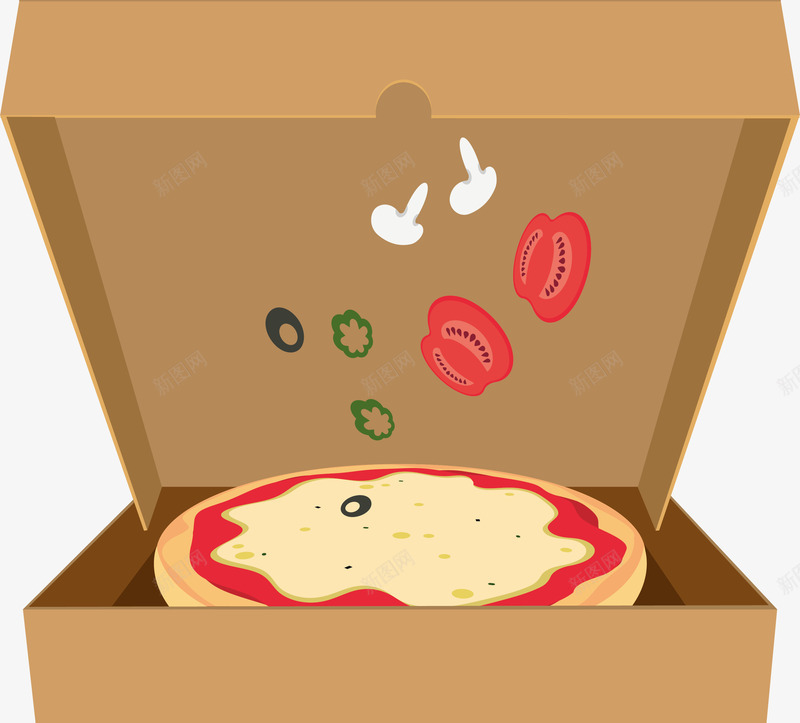 纸盒披萨外卖png免抠素材_88icon https://88icon.com 外卖盒 披萨外卖 矢量素材 纸盒 飞机盒