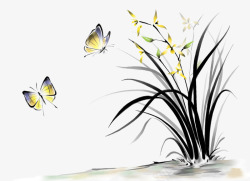 蝴蝶兰素材水墨兰花高清图片