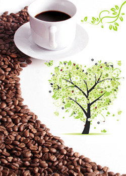 咖啡杯咖啡豆海报背景七夕情人节海报