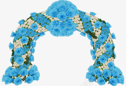 婚礼喷绘背景蓝色玫瑰花花环拱门高清图片
